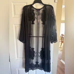 NWT Artsia Long Lace Cardigan Jacket, Black, Size L Swim Cover Up, Dressy/Casual